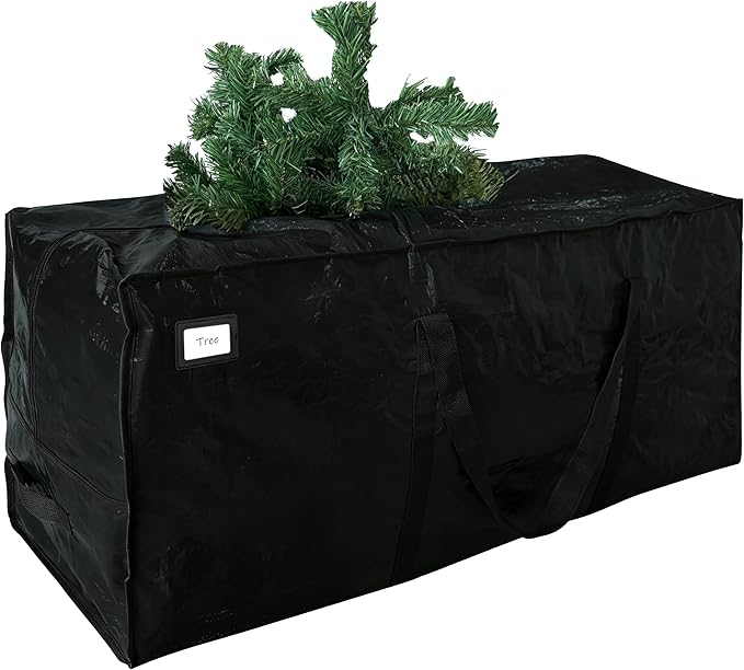 Cosy Family 9 ft Christmas Tree Storage Bag - Durable Heavy Duty Extra Large Artificial Xmas Holiday Tree Bag with Reinforced Handles and Dual Zippers Wide Opening - Black