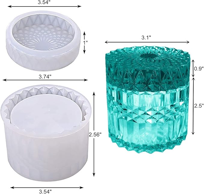 Concrete Flower Pot Silicone Mold with Lid Mold Retro Ripple Silicone Succulent Planter Mold Candle Pen Holder Cement Clay Mold Epoxy Resin Jewelry Storage Box Mould