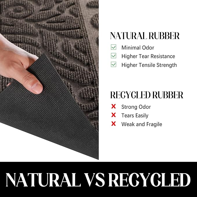 Yimobra Large Welcome Mat 36x24, Waterproof Non-Slip Outdoor Mats for Front Door Outside Entrance, Low-Profile Entryway Mat Indoor for Garage Patio, Brown