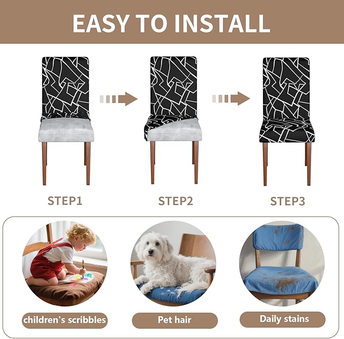 Stretch Dining Chair Covers Set of 6,Floral Print Chair Covers,Soft Removable Washable,Pet Friendly Furniture Protector,Universal Chair Slipcovers for Home, Kitchen,Ceremony Dining Room Seat