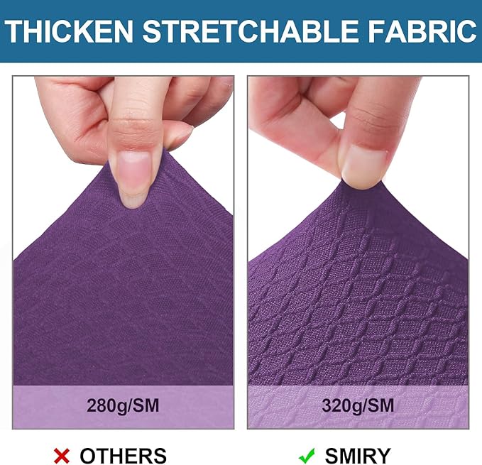 Smiry Waterproof Seat Covers for Dining Room Chairs Set of 4, Stretch Jacquard Removable Washable Chair Seat Slipcovers Protector, No Rear Covers, Purple
