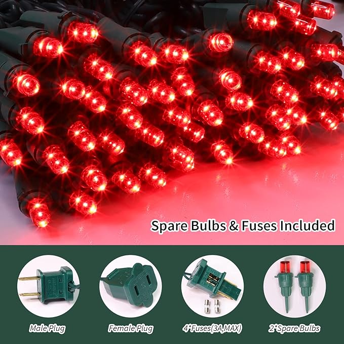 LAMPHOME 100 Count Red -String Lights - 21.6FT LED Christmas Lights, Mini led Lights for Indoor Outdoor Home Holiday Party Wedding Independence Day Decoration