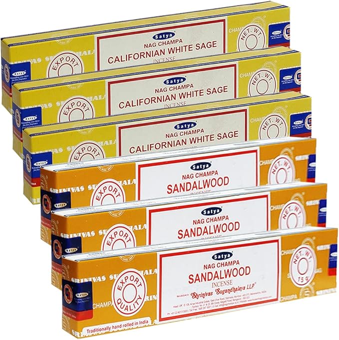 White Sage Sandalwood Incense Sticks & Holder Bundle Variety Pack from House of Nag Champa Incense Sticks and Trumiri