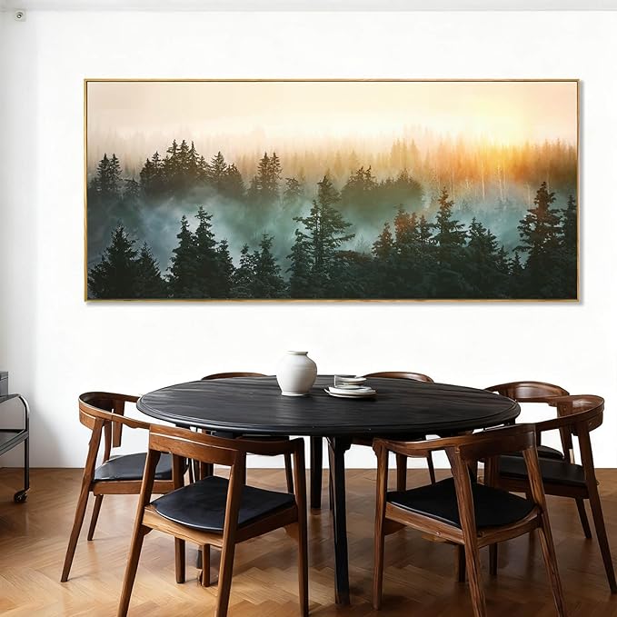 YJYart Nature Wall Art Tree Wood Wall Decor Forest Canvas Pictures 32"x70" Bedroom Artwork Over Bed Poster for Dining Room Office