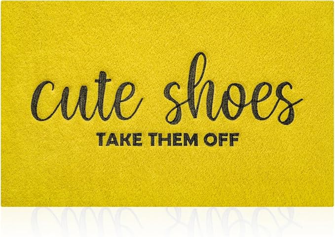 Spring Door Mats for Home Entrance Funny Front Door Mats Cute Shoes Take Them Off Heavy Duty Easy Clean Doormat Indoor Outdoor Mat for Spring Door Way Kitchen Entry Home Entryway Yellow