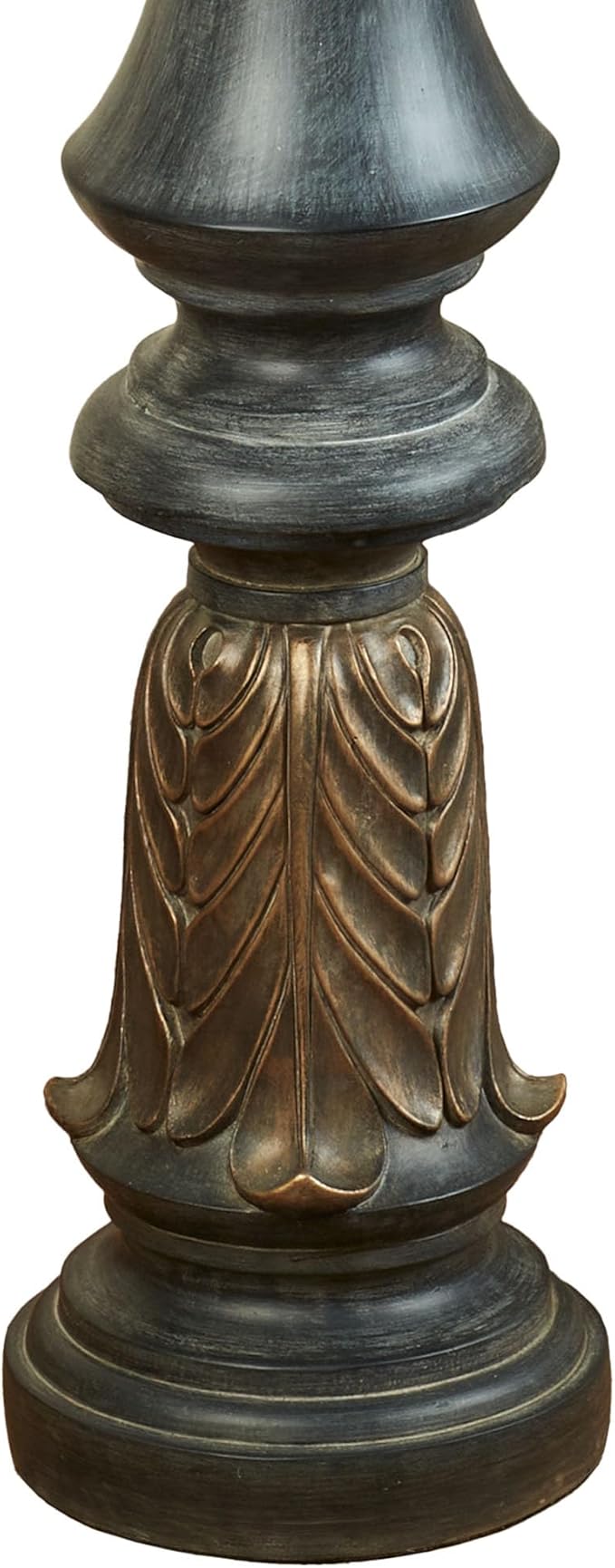 Aurora Tall Floor Candleholder | Neutral Antique Black Finish with Metallic Highlights | Holds Your Pillar Candle in a Classic Turned Spindle Pedestal Candlestick Design | 36 Inch Tall Candle Stand