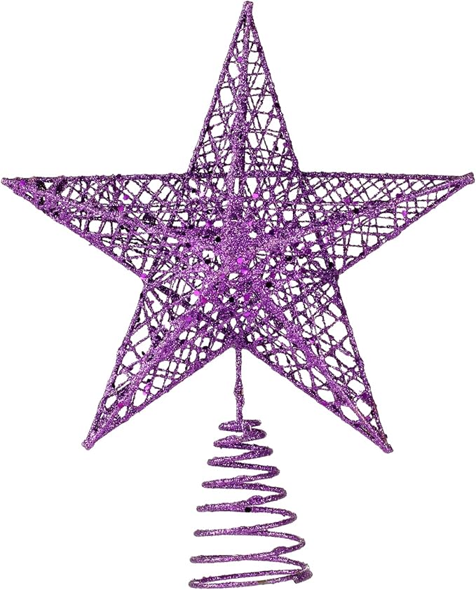 BinaryABC Christmas Tree Topper Star,Glittering Christmas Tree Decoration Ornaments,20cm (Purple)