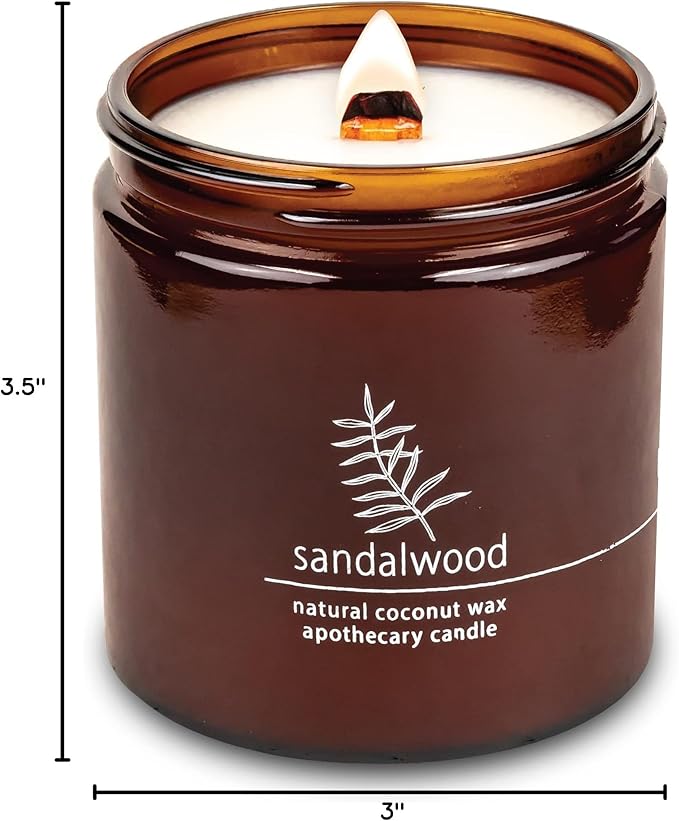 Hemlock Park Crackling Wood Wick Candle Handcrafted with Natural Coconut Wax (Large 16 oz, Sandalwood)