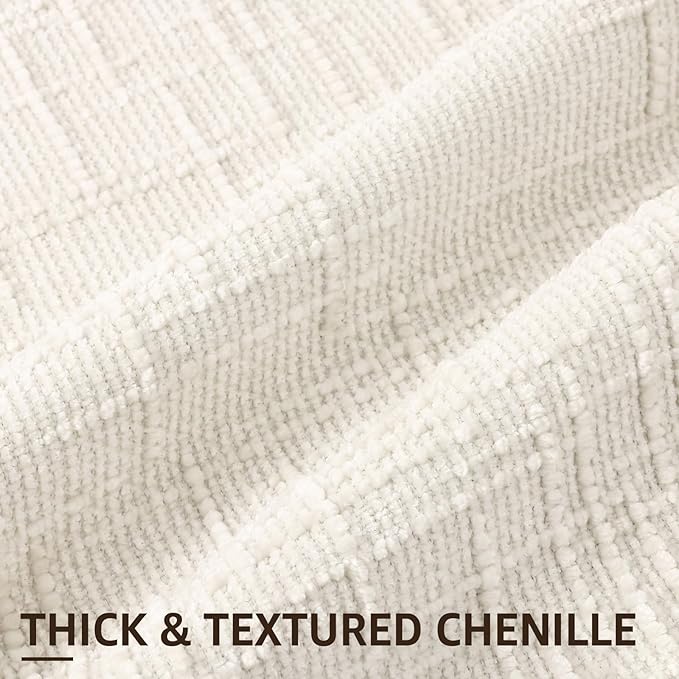 decorUhome Christmas Cream White Chenille Throw Pillow Covers 18x18 Set of 2 Thick Textured Slubby Couch Pillow Covers Farmhouse Accent Modern Neutral Decorative Pillow Cases for Bed Sofa Living Room