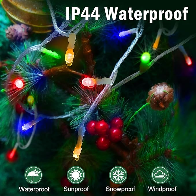 SAUIRS 197FT 500 LED Christmas Lights Outdoor String Lights with 8 Modes Timer Waterproof Fairy Light Plug in for Outside Indoor Party Xmas Palm Tree Yard Wedding Decorations(Multicolor)