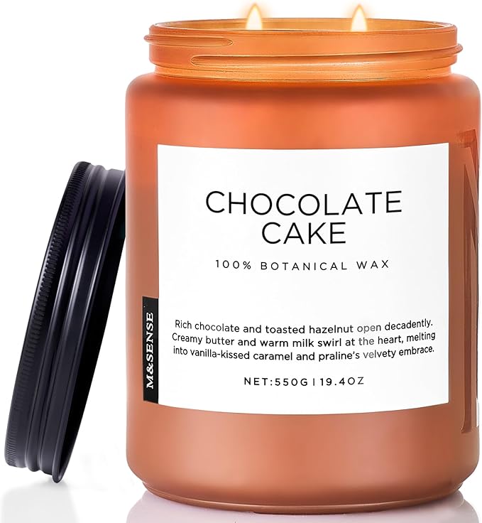 M&SENSE Chocolate Layer Cake Scent Candles, Large 19.4oz Natural Soy Wax 110 Hours Burn Time Clean Non Toxic Scented Classic 2 Wicks Candle for Bedroom Living Room Office