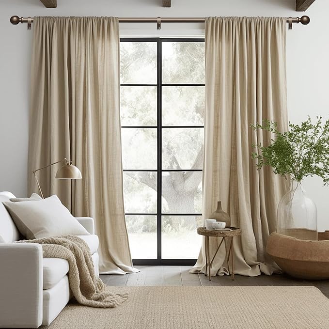 Extra Long Bronze Curtain Rod, 1 Inch Adjustable Heavy Duty Curtain Rods for Windows 72 to 144 Inch, Decorative Modern Window Treatment Rods, Splicing Metal Drapery Pole, Easy Installation
