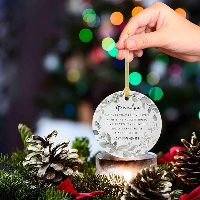 SIABERTERL 2025 Best Grandpa Christmas Ornaments for Grandchildren, Grandpa Birthday Gifts with Gift Boxes