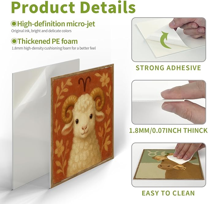 5.9x5.9 Inch Backsplash Stickers, Peel and Stick 12 Tiles, Removable Waterproof for Kitchen Wall, Festive Decoration