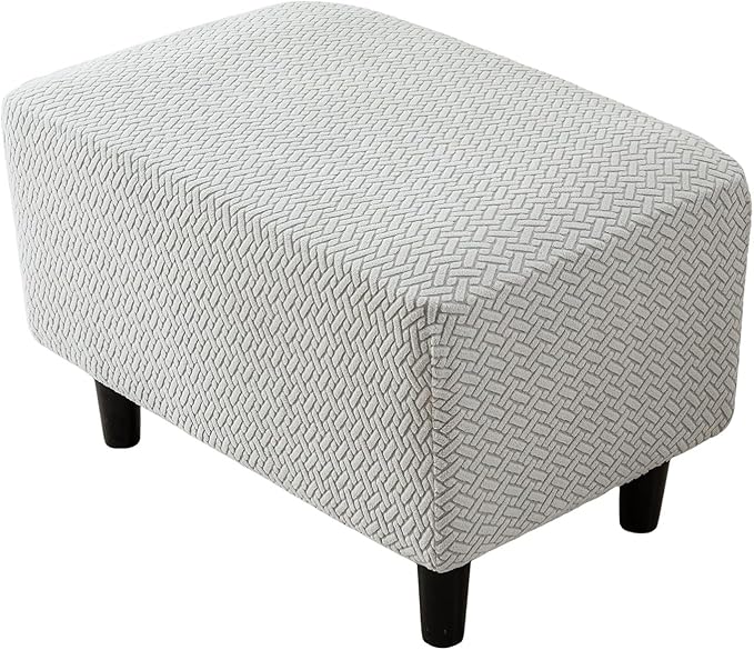 Eco-Ancheng Ottoman Cover Stretch Rectangle Footrest Stool Slipcover Ottoman Bench Covers Footstool Protector Covers Storage Ottoman Slipcovers for Foot Stool with Nonslip Elastic Bottom,02