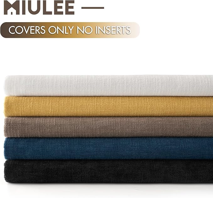 MIULEE Gold Couch Pillow Covers 18x18 Inch, Set of 2 Soft Chenille Decorative Square Throw Pillow Covers Farmhouse for Sofa Living Room Bed