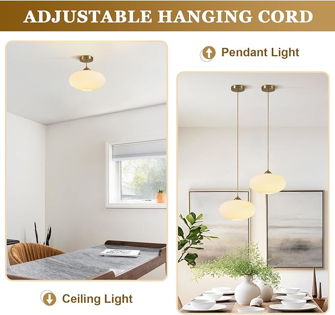 Vintage Antique Brass Pendant Lights Kitchen Island Large Milk Glass Pendant Light White Globe Hanging Light Fixture Mid Century Modern Pendant Lighting