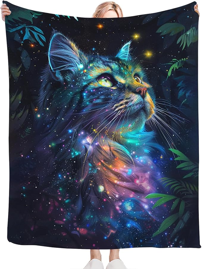 Tijuboni Cat Throw Blanket Cat Gifts for Girls Boys Women Men Kids Adults Soft Flannel Fleece Blanket for Couch Sofa Bed Home Decor 50"x60"
