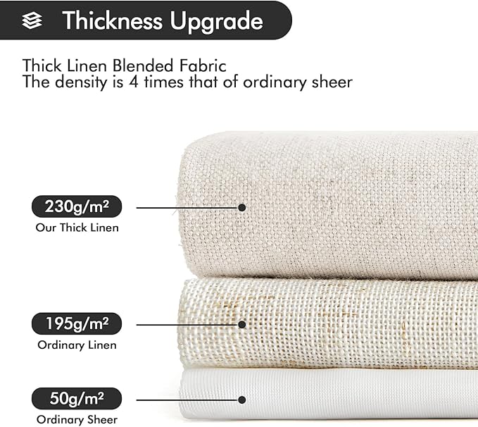 MIULEE Non-See-Through Privacy Linen Curtains 2 Panels, Light Filtering Window Curtains Farnhouse Textured Back Tab Semi Sheer Drapes for Bedroom Living Room, 52 x 108 Inches Long, White