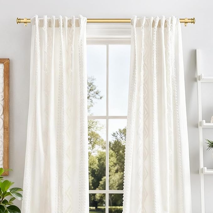 TONIAL Curtain Rod 32 to 86 Inch, Telescoping Splicing 3/4 Drapery Rods for Windows Decorative Single Rod with Small Cap End, Antique Gold