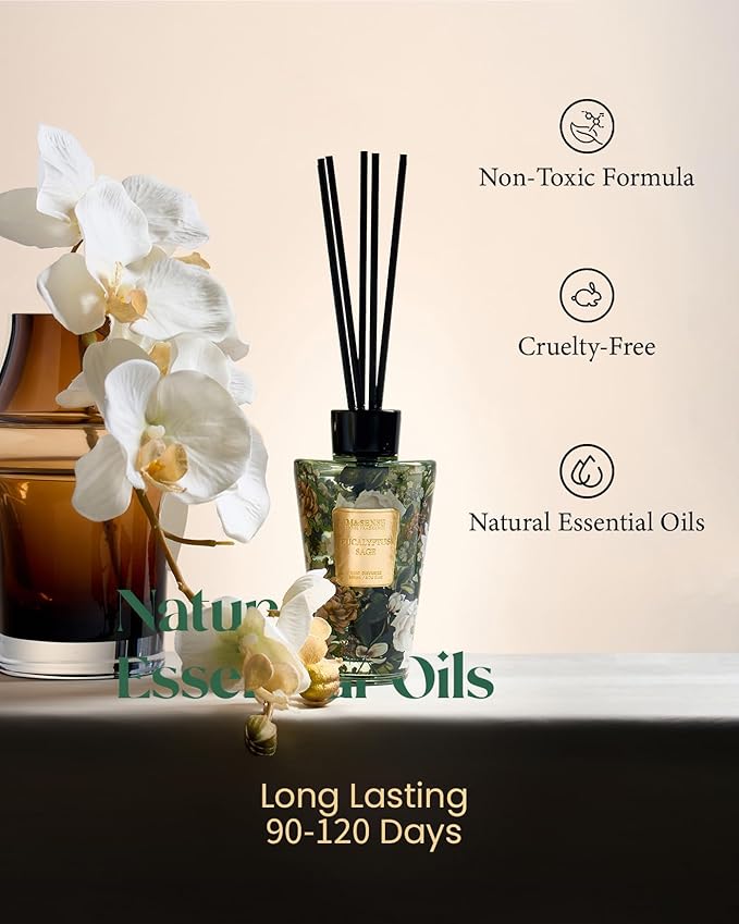 M&SENSE Eucalyptus Sage Reed Diffuser Set - 8.79fl oz Home Fragrance Non-Toxic Natural Reed Diffuser for Home, Air Freshner Gifts for Bathroom Bedroom Fragrance Decor