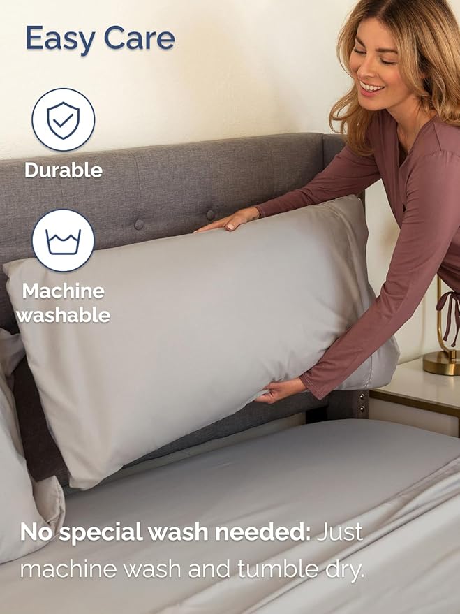 Extra Deep Twin Sheet Set - 4 Piece Breathable & Cooling Sheets - Hotel Luxury Bed Sheets Set - Easy & Secure Fit - Soft, Wrinkle Free & Comfy Sheets Set - Light Grey Sheet Set with Extra Deep Pockets