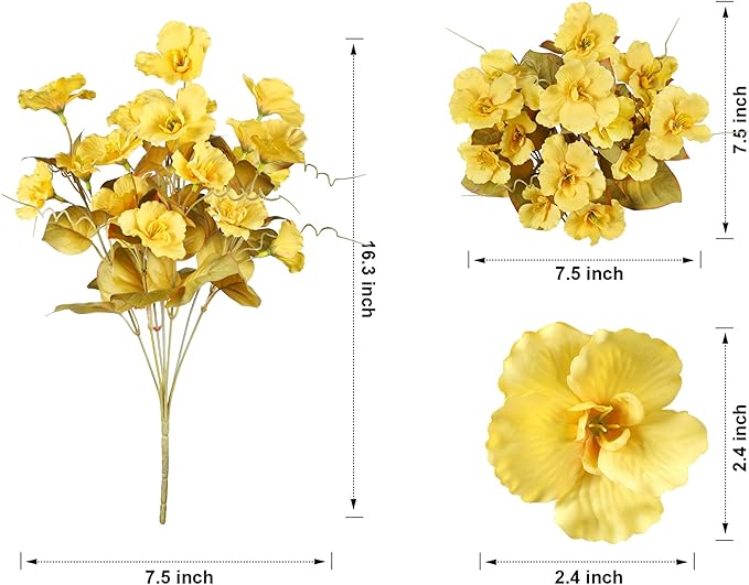 Fall Flowers Fake Flowers Mums for Outdoors Autumn Decoration, 6 Bundles Artificial Flowers Faux Silk Plants Realistic UV Resistant for Outside Planter Patio (Fall Yellow Orange)