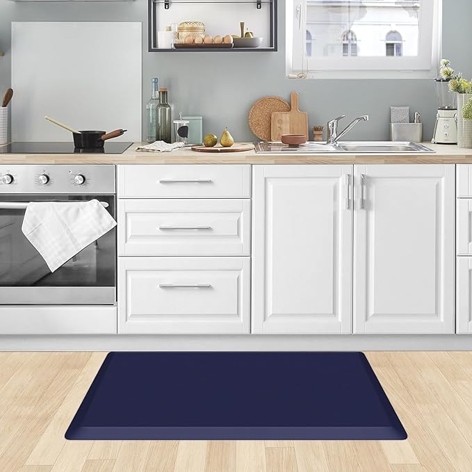 KitchenClouds Kitchen Mat Cushioned Anti Fatigue Rug 20"x39" Waterproof, Non Slip, Standing and Comfort Desk/Floor Mats for House Sink Office (Blue)
