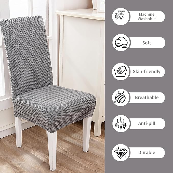 Parsons Dining Chair Cover, Detachable Sofa Chair Cover, Retractable Chair Cover (6, Light Grey)
