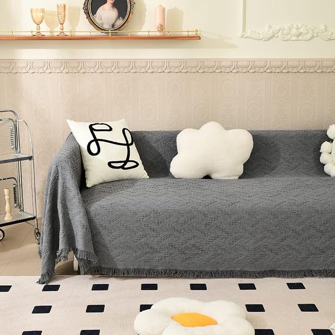 AIVIA Couch Cover Sheet Blanket, Oversized Couch Covers for 3-4 Cushion High Backed Backrest Sofa, Extra Large Furniture Decoration Covers Sofa Slipcovers, L Shape U-Shaped Sectional Protector