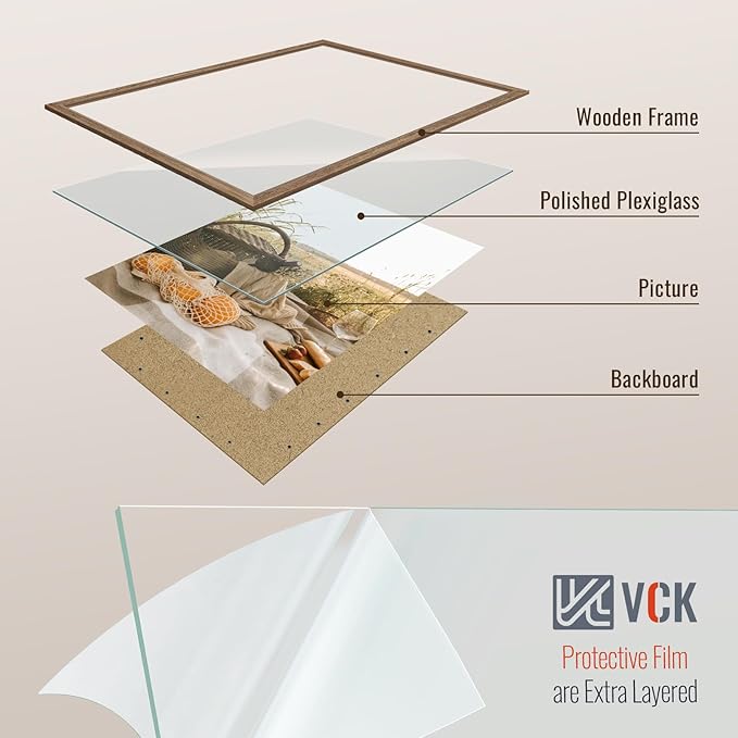 VCK 24x36 Poster Frame Set of 4 - Walnut, Gallery-Quality Wood Picture Frames, 1.1-Inch Wide Border, Polished Plexiglass, Vertical or Horizontal Wall Display for Photo/Art/Prints, Walnut
