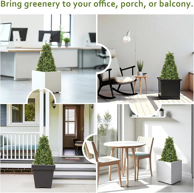 2.5ft Artificial Boxwood Topiary Trees, 30'' UV Resistant Faux Plants for Outdoor Planter, Front Porch Decor, Set of 2