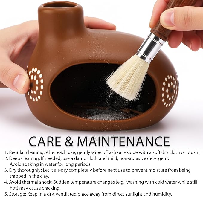 Palo Santo Sticks Holder, Handmade Ceramic Palo Santo Holder Burner for Burning Cone or Resin Incense, Smudge Sticks and Tealight, Chiminea Incense Holder for Meditation, Cleansing Negative Energy