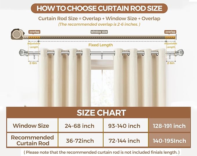 KAMANINA 1 Inch Double Curtain Rods for Windows 140 to 195 Inches (12-16 Feet), Silver Heavy Duty Double Curtain Rod, Telescoping Drapery Rod with Netted Texture Finials