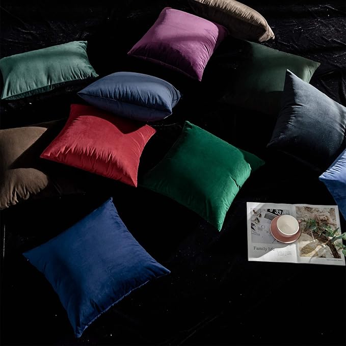 JUSPURBET Velvet Pillow Covers 20x20 inch Set of 2 Decorative Throw Pillow Covers for Couch Sofa Bed Soft Cushion Covers Cases with Hidden Zipper for Living Room Home Decor,Navy Blue