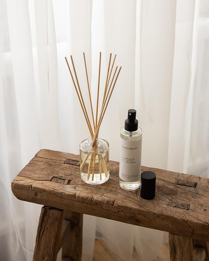Brooklyn Candle Studio Reed Scent Diffuser - Relaxing Oil Diffuser, Sandalwood & Amber Fragrance, 8 Rattan Diffuser Reeds, Clean Ingredients (3.7oz, Love Potion)