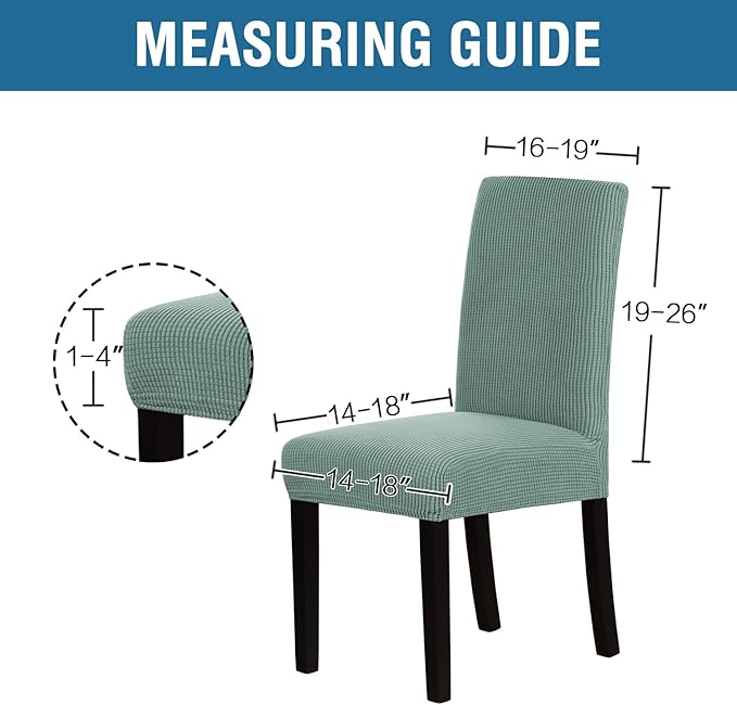 H.VERSAILTEX Stretch Dining Chair Covers Set of 6 Chair Covers for Dining Room Parsons Chair Slipcover Chair Protectors Covers Dining, Feature Textured Checked Jacquard Fabric, Sage