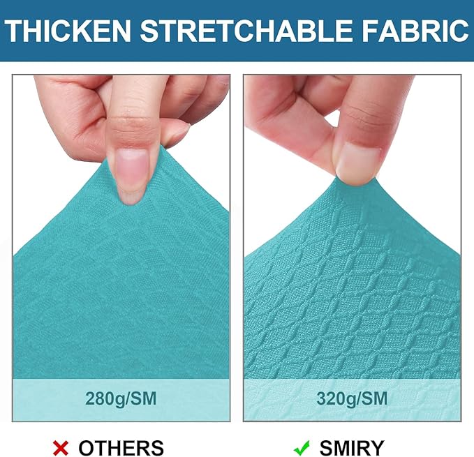 Smiry Waterproof Seat Covers for Dining Room Chairs Set of 2, Stretch Jacquard Removable Washable Chair Seat Slipcovers Protector, No Rear Covers, Aqua