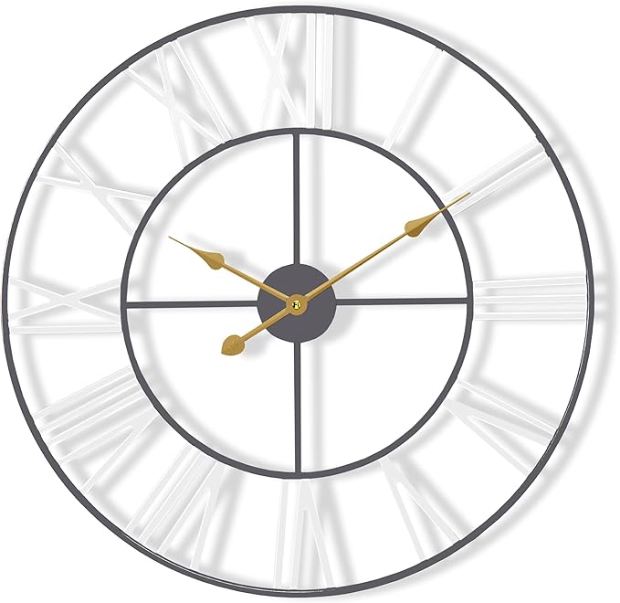 Sorbus Large Wall Clock for Living Room Decor – Easy to Hang 24-Inch Big Wall Clock – Metal Wall Art for Kitchen, Bedroom, Home, Office – Analog Decorative Wall Clock (Black)