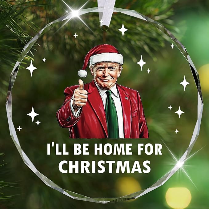 Christmas Ornaments 2025, Trump Ornament for Christmas Tree for Friends Women Men Bestie, Glass Christmas Tree Decorations Decor