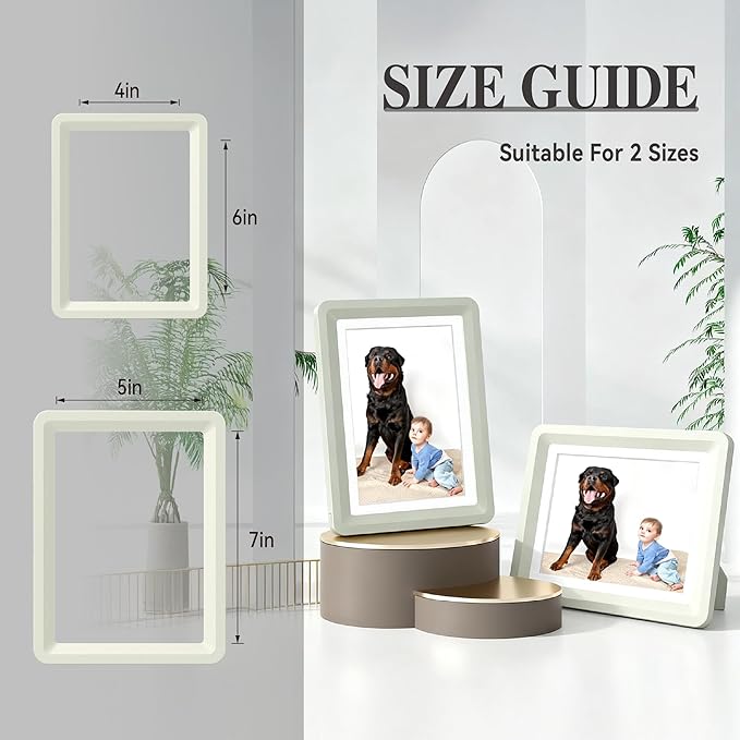 Light Gray 5x7 Picture Frame with Acrylic Front 10 Pack, ABS Frame for 5x7 or 4x11 Photos, Shatterproof UV-Resistant Tabletop Photo Frame, Vertical/Horizontal Display for Home Décor
