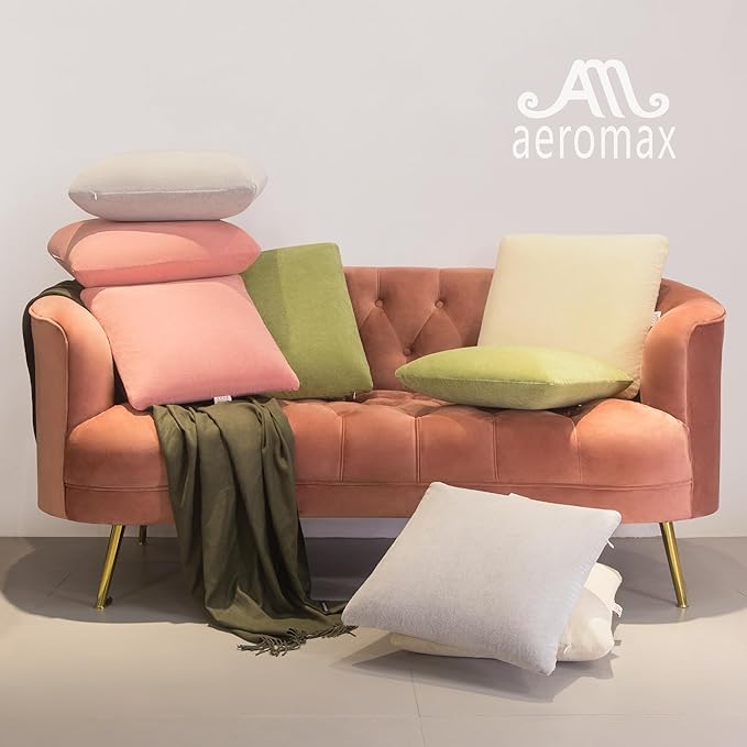 AM AEROMAX 18 ×18 Pillow Insert (Pack of 2) Memory Foam Throw Pillow Insert Sham Square for Decorative Cushion Bed Couch Sofa Without Deform After Longtime Use(Grey)