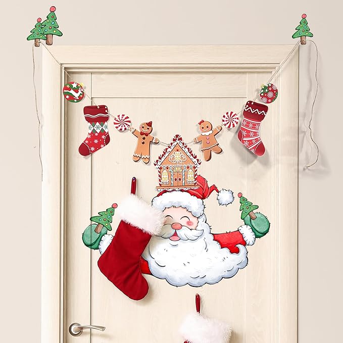 Christmas Wall Stickers Decoration Set Santa Xmas Tree Wall Murals Floor Décor Living Room Children Nursery School Restaurant Cafe Hotel Home Office Décor Christmas 4