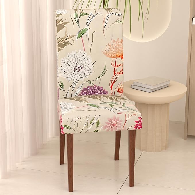 Stretch Dining Chair Covers Set of 2,Floral Print Chair Covers,Soft Removable Washable,Pet Friendly Furniture Protector,Universal Chair Slipcovers for Home, Kitchen,Ceremony Dining Room Seat