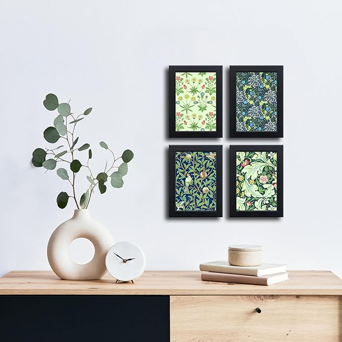 5x7 Picture Frame Set of 4 Made of Solid Wood Photo Frame with Real Glass for Pictures 4x6 with Mat or 5x7 Without Mat, Wall Mount or Tabletop Gallery Photo Frames in Black