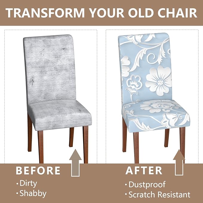 Stretch Dining Chair Covers Set of 2,Floral Print Chair Covers,Soft Removable Washable,Pet Friendly Furniture Protector,Universal Chair Slipcovers for Home, Kitchen,Ceremony Dining Room Seat