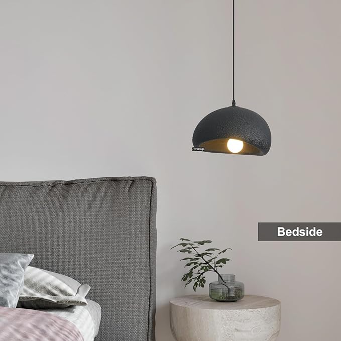 11.8in Wabi Sabi Pendant Lights Kitchen Island Lighting Fixture Ceiling Mount Black Modern Japanese Lamp Japandi Chandelier for Dining Living Room Hallway Bedroom Restaurant Hanging Lamp