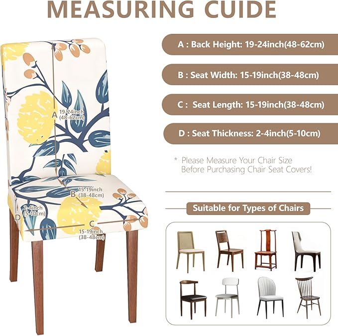 Stretch Dining Chair Covers Set of 2,Floral Print Chair Covers,Soft Removable Washable,Pet Friendly Furniture Protector,Universal Chair Slipcovers for Home, Kitchen,Ceremony Dining Room Seat