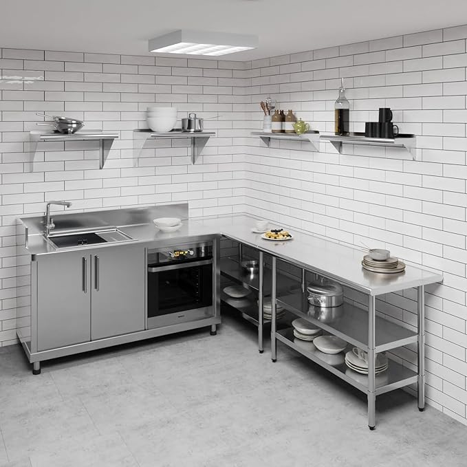 AmGood 8" X 30" Stainless Steel Wall Shelf | Metal Shelving | Garage, Laundry, Storage, Utility Room | Restaurant, Commercial Kitchen | NSF