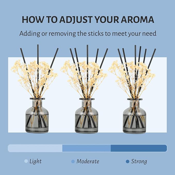 Brakula 2 Pack Reed Diffuser, Fresh Linen + White Jasmine (3.38 fl oz Each Pack), Home Fragrance with 12 Sticks, Shelf Decor, Reed diffusers for Home